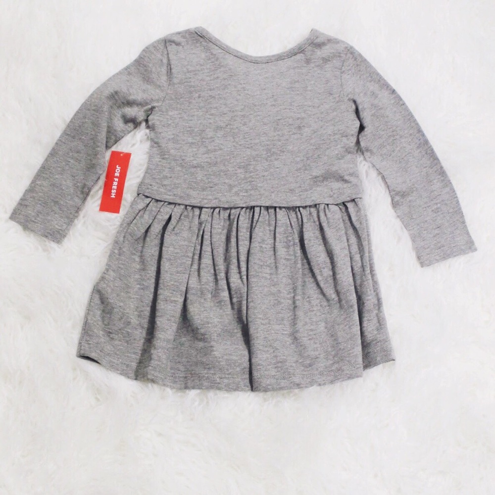 New Joe Fresh Girls Gray/White Pearl Print Dress - Picture 3 of 3
